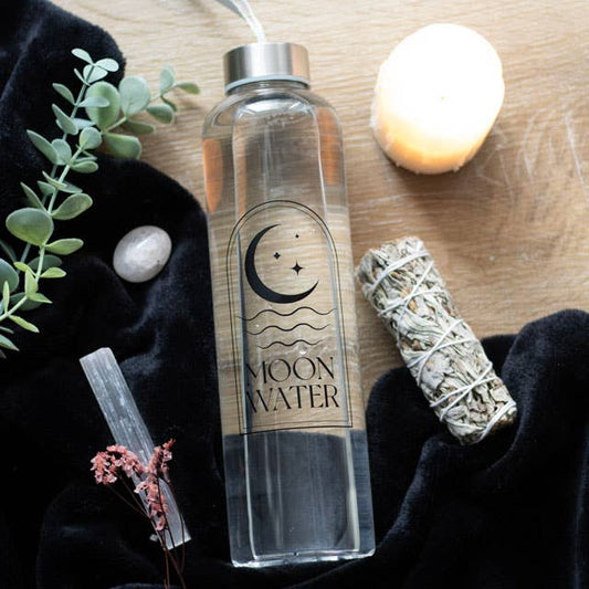 Moon Water, Reusable Glass Water Bottle