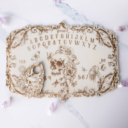 Floral Skull Spirit Board- Heirloom White