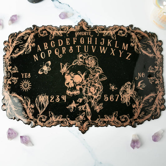 Floral Skull Spirit Board - Black